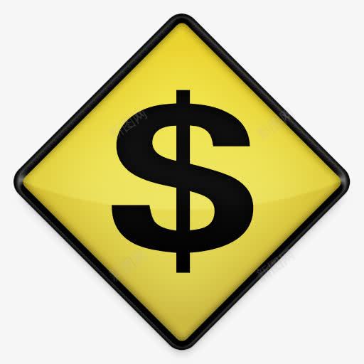 美元黄色道路标志图标png_新图网 https://ixintu.com dollar 美元