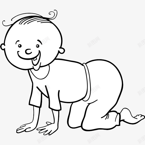 爬着的孩子图标png_新图网 https://ixintu.com 卡通 可爱的 小孩爬 张嘴的 手绘 爬着的 白色的 简笔