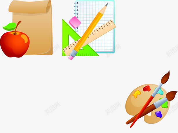 学习用具png免抠素材_新图网 https://ixintu.com 卡通 尺子 画板