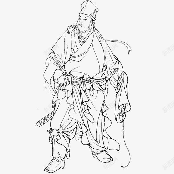古代人物png免抠素材_新图网 https://ixintu.com 古代人物 白描 线条