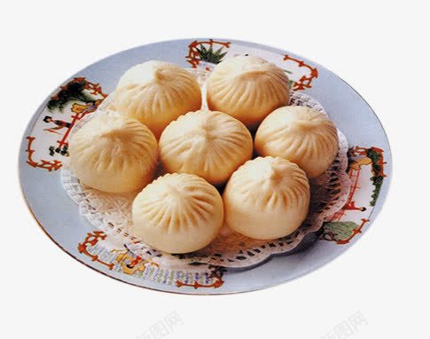 花纹盘子png免抠素材_新图网 https://ixintu.com 包子 盘子 美食 肉包子 食物