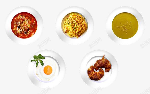 美食装盘集合png免抠素材_新图网 https://ixintu.com 俯视美食 盘装美食 美味