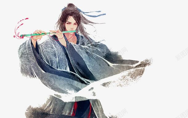 侠士png免抠素材_新图网 https://ixintu.com 侠士 古装 笛子