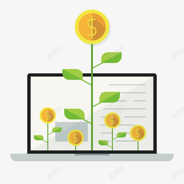 向日葵植物金钱矢量图ai免抠素材_新图网 https://ixintu.com 植物 素材 财富 金钱 矢量图