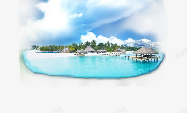 美丽的海洋背景png免抠素材_新图网 https://ixintu.com 海洋 漂亮的风景 白云 背景装饰 蓝天 蓝色