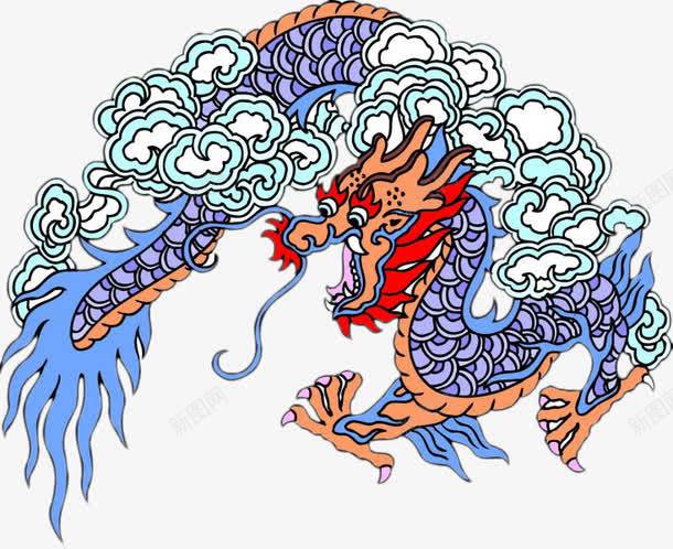 创意蓝色龙纹png免抠素材_新图网 https://ixintu.com 龙纹图案 龙纹图片 龙纹素材 龙纹素材库
