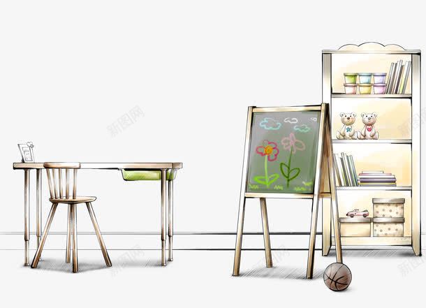 手绘卡通画室背景psd免抠素材_新图网 https://ixintu.com 手绘卡通 画室 画板 素材 美术室