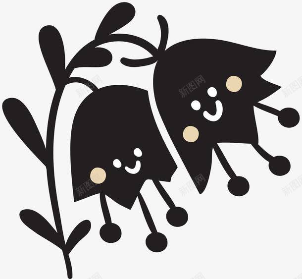 黑色的花朵png免抠素材_新图网 https://ixintu.com 卡通 叶子 手绘 桔梗 简图 花朵 花蕊 黑色的
