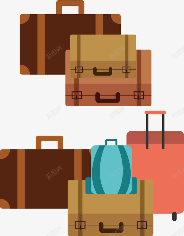 扁平风格旅行包矢量图ai免抠素材_新图网 https://ixintu.com 公文包 手拉杆箱包 旅行包 行李箱 矢量图