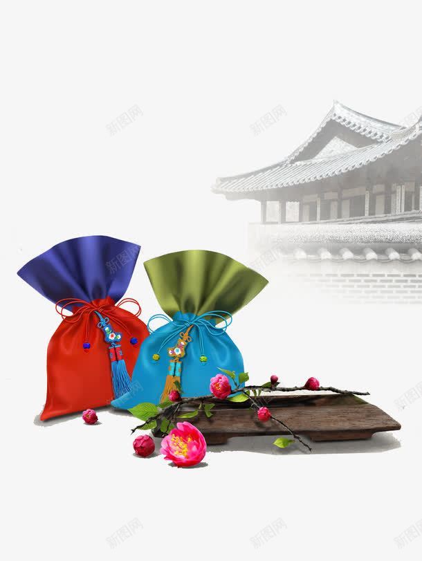 韩国风建筑png免抠素材_新图网 https://ixintu.com 古建筑 日韩风 荷包