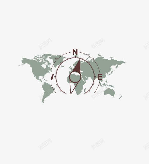 指南针地图png免抠素材_新图网 https://ixintu.com 世界地图 地图 指南针
