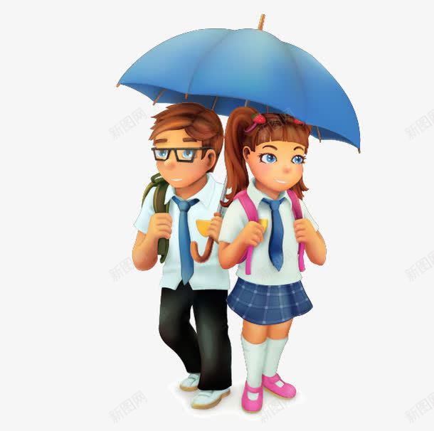 打伞的男同学和女同学矢量图ai免抠素材_新图网 https://ixintu.com 浼 涓嬮洦 瀛敓 鍚屽 鐭噺 矢量图