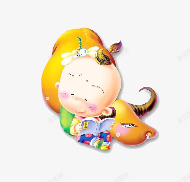 放牛小孩png免抠素材_新图网 https://ixintu.com 小孩 素材 读书 黄牛