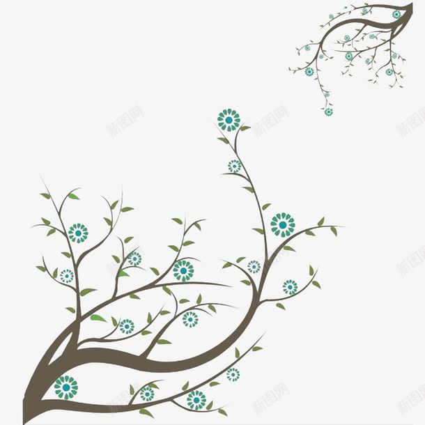 中国古风树绿色花插图png免抠素材_新图网 https://ixintu.com 古画风 叶子 树干 绿色花 花插图