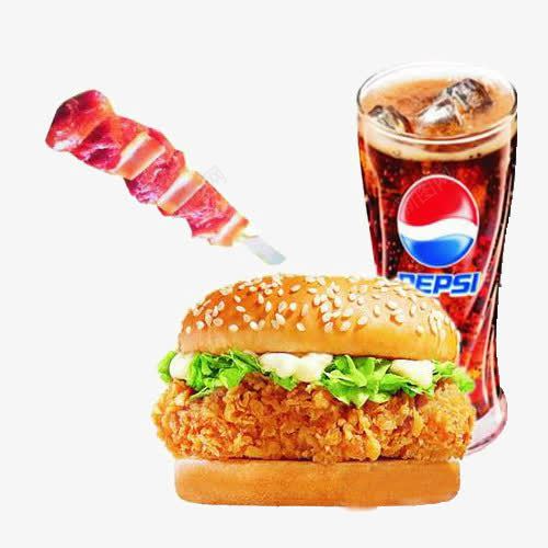 小食套餐png免抠素材_新图网 https://ixintu.com 可乐 骨肉相连 高热量 鸡腿堡