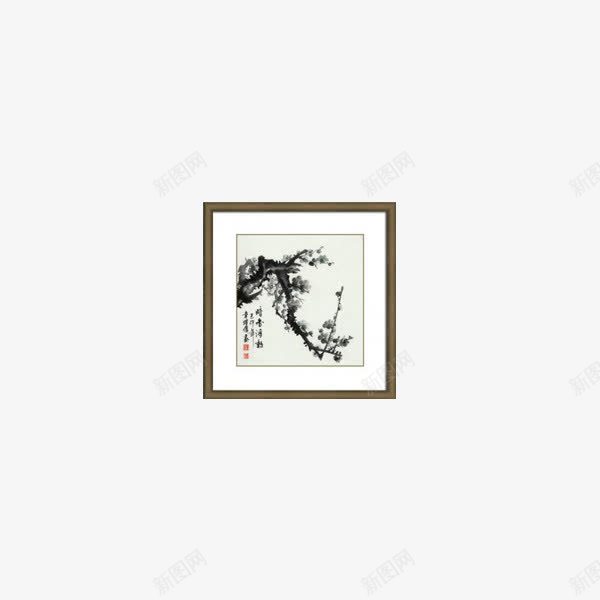 松柏绘画png免抠素材_新图网 https://ixintu.com 中国风 古风 挂画 松柏