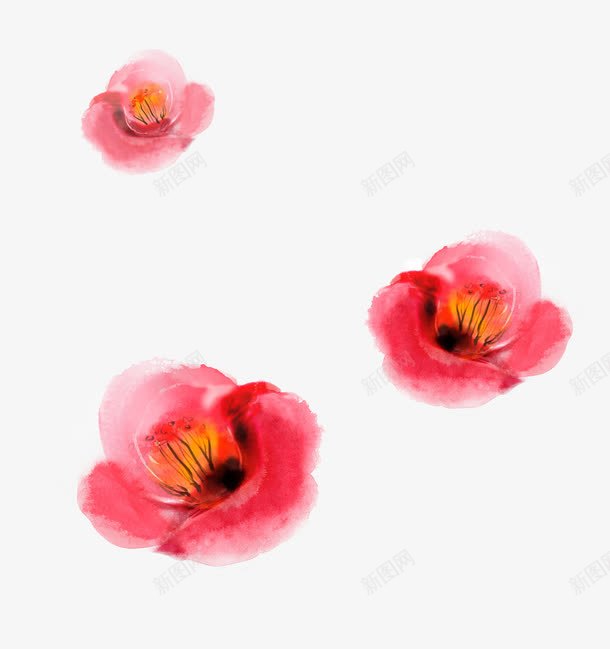 水墨桃花png免抠素材_新图网 https://ixintu.com 水墨桃花 粉色