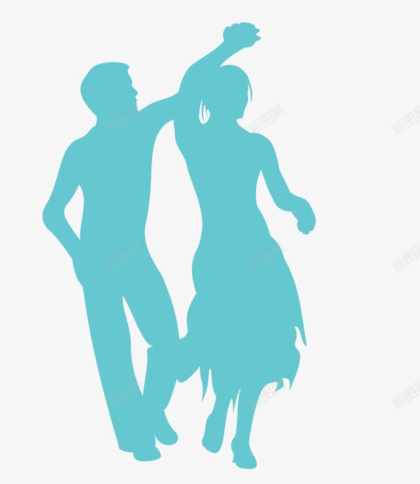 蓝色转身双人拉丁舞png免抠素材_新图网 https://ixintu.com 儿童拉丁舞 双人 拉丁舞 矢量素材 蓝色 转身