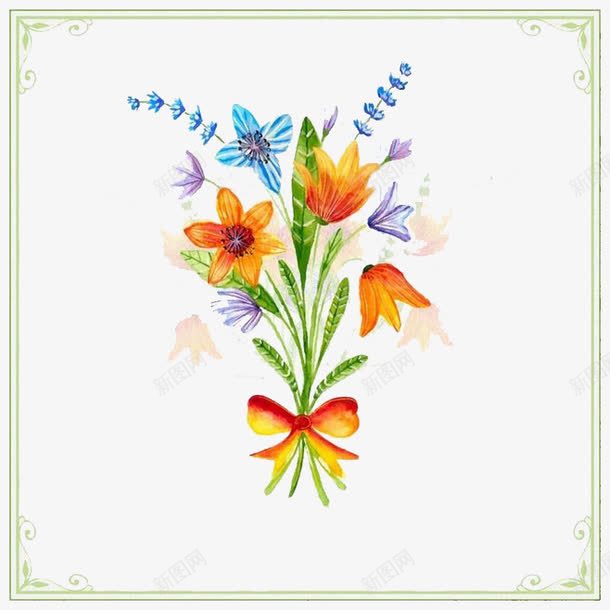 水彩鲜花png免抠素材_新图网 https://ixintu.com 卡通 彩色 手绘 水彩 画框 装饰 鲜花
