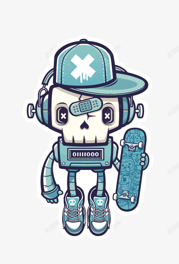 蓝色骷髅矢量图eps免抠素材_新图网 https://ixintu.com 卡通手绘 矢量骷髅 蓝色 街头风 骷髅 骷髅PNG矢量图 骷髅免扣PNG图 矢量图