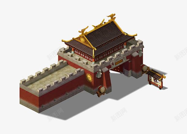 古代建筑装饰png免抠素材_新图网 https://ixintu.com 古风 城楼 建筑