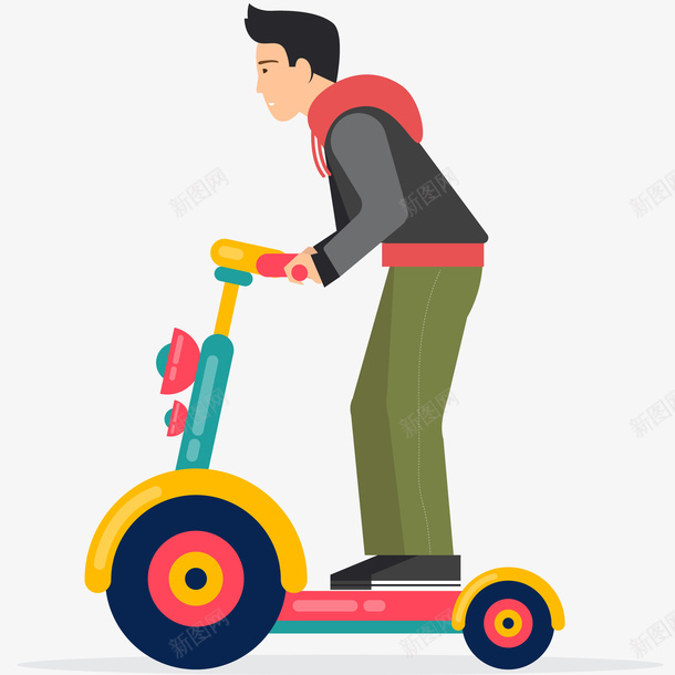 骑行人物插画矢量图ai免抠素材_新图网 https://ixintu.com 人物插画 男人 矢量汽车的男人 骑行 骑车 矢量图