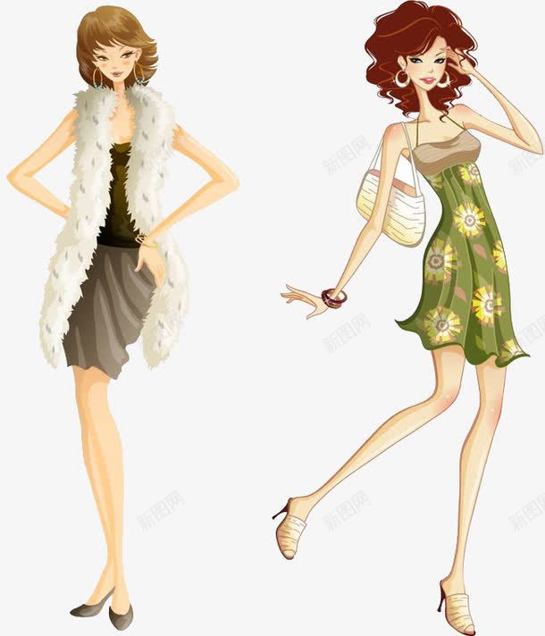 皮草裙装美女png免抠素材_新图网 https://ixintu.com 女人 皮草 裙装 黑色裙子