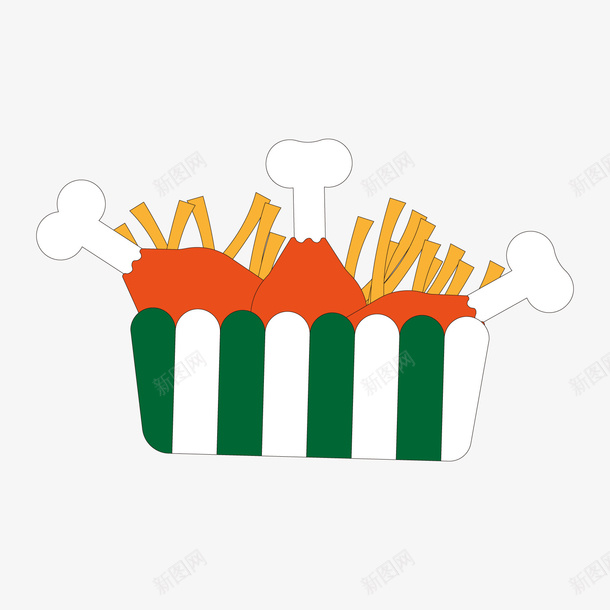 卡通薯条鸡腿png免抠素材_新图网 https://ixintu.com 卡通食物 卡通鸡腿 肯德基 背景装饰 薯条