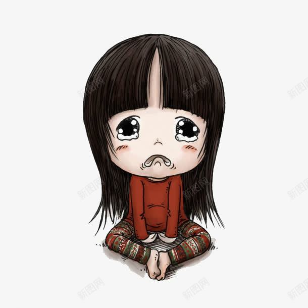 卡通女孩不高兴png免抠素材_新图网 https://ixintu.com 不高兴 卡通 女孩