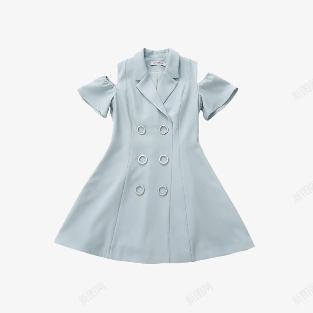 天蓝色裙子png免抠素材_新图网 https://ixintu.com 产品实物 女裙 甜美 露肩
