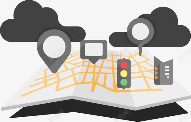 城市地图png免抠素材_新图网 https://ixintu.com 地图 地标 城市 红绿灯