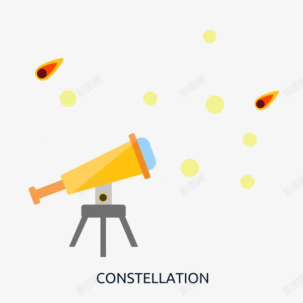 扁平天文学插画png免抠素材_新图网 https://ixintu.com 天文望远镜 星星 流星