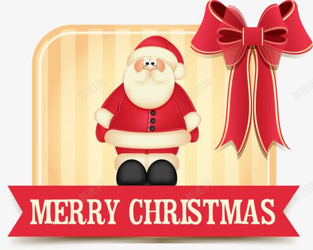 黄色卡通圣诞老人标签png免抠素材_新图网 https://ixintu.com Christmas Merry 圣诞快乐 圣诞节 蝴蝶结花边 装饰图案 黄色标签