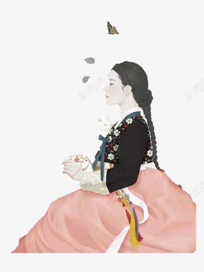 韩风插画png免抠素材_新图网 https://ixintu.com 女孩 插画 装饰 韩国古风 韩风