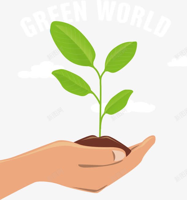 手捧树苗png免抠素材_新图网 https://ixintu.com 卡通 手捧 手绘 树苗 植物 绿色