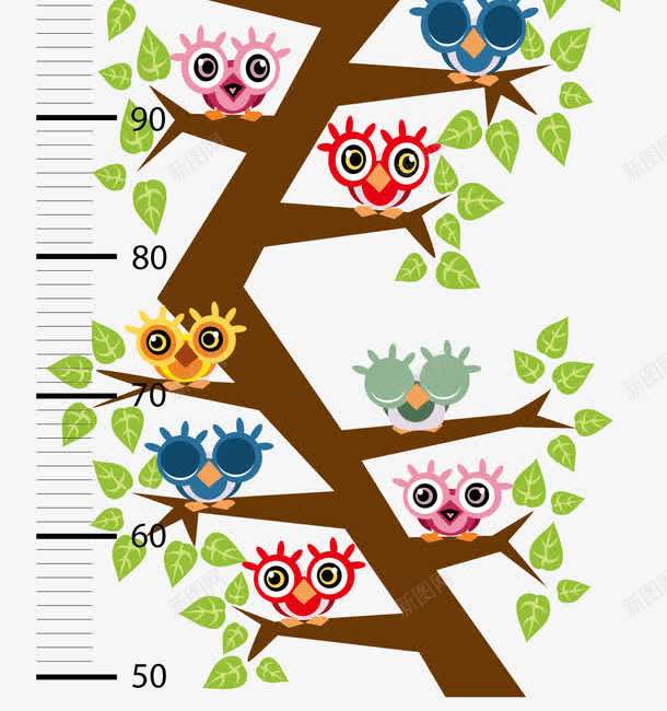 身高尺子矢量图eps免抠素材_新图网 https://ixintu.com 儿童身高 尺子 树枝 身高尺子 鸟 矢量图
