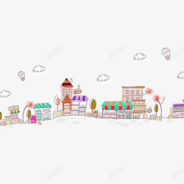 红色卡通小镇边框纹理png免抠素材_新图网 https://ixintu.com 免抠PNG 卡通 小镇 红色 边框纹理