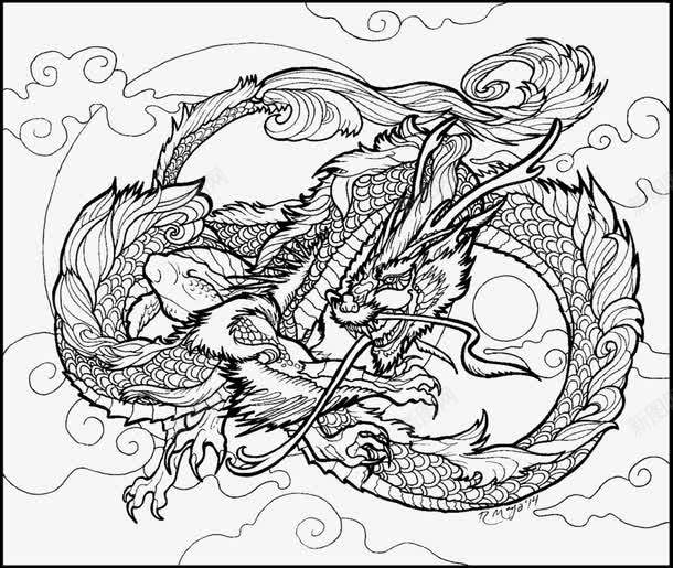 龙中国风手绘png免抠素材_新图网 https://ixintu.com 中国风 手绘 线条 龙