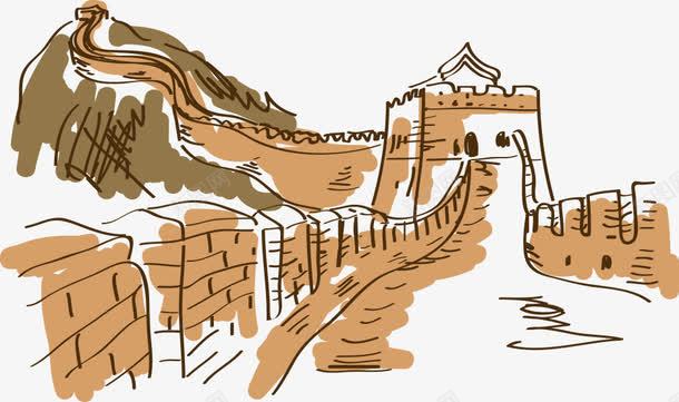 卡通手绘长城png免抠素材_新图网 https://ixintu.com 卡通长城 建筑 手绘长城 箭扣 长城 长城卡通