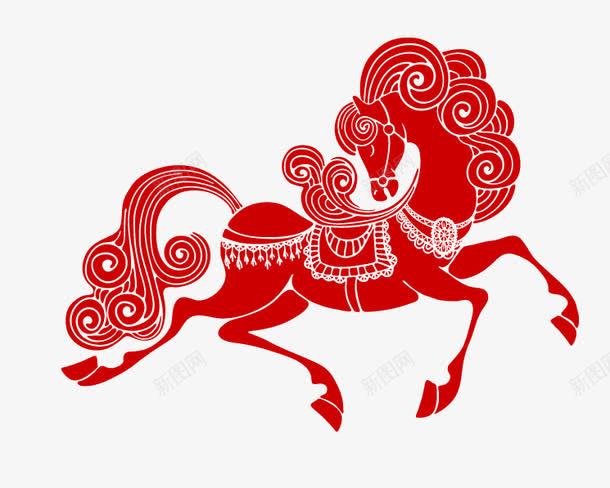 马png免抠素材_新图网 https://ixintu.com 剪纸 卡通剪纸 红色马 马儿