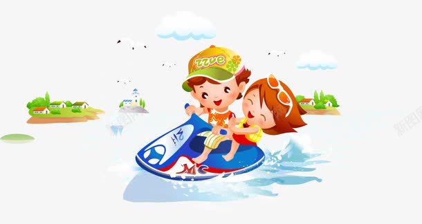 卡通游艇png免抠素材_新图网 https://ixintu.com 儿童 卡通 游艇