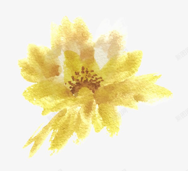 手绘黄色花朵png免抠素材_新图网 https://ixintu.com 水彩 花朵 黄色 黄花