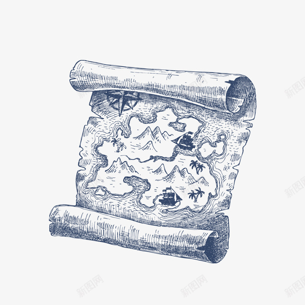 手绘藏宝图png免抠素材_新图网 https://ixintu.com 卡通图纸 手绘藏宝图 背景装饰 藏宝图