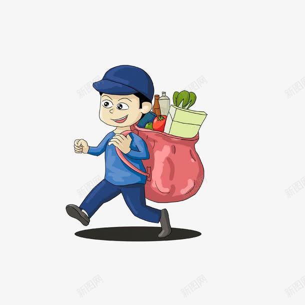 跑腿送货员png免抠素材_新图网 https://ixintu.com 卡通手绘 小跑腿 搬货工人 跑腿送货员