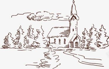 手绘乡村背景png免抠素材_新图网 https://ixintu.com 乡村 图片 背景