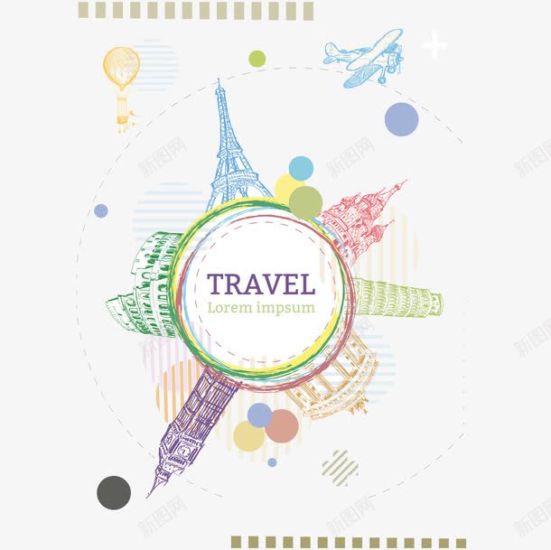 彩绘环球旅行标签png免抠素材_新图网 https://ixintu.com 彩绘 旅行 标签 环球