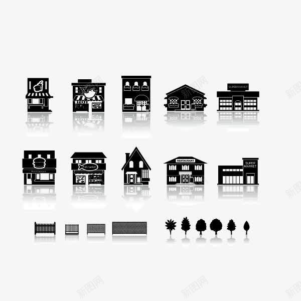 城市建筑剪影扁平化黑色剪影png免抠素材_新图网 https://ixintu.com 剪影 城市建筑 扁平化 黑色剪影