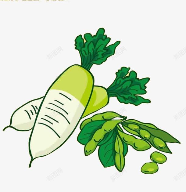 萝卜豌豆png免抠素材_新图网 https://ixintu.com 白绿 萝卜 蔬菜 豌豆