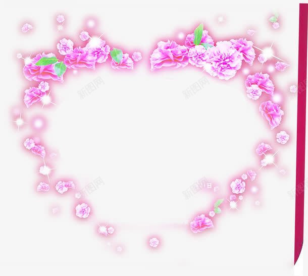 粉色唯美花朵装饰爱心png免抠素材_新图网 https://ixintu.com 爱心 粉色 花朵 装饰