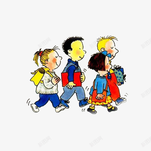 手绘背书包上学的小孩png免抠素材_新图网 https://ixintu.com 一群上学的小孩 彩绘 手绘背书包上学的小孩 插画 背书包小孩
